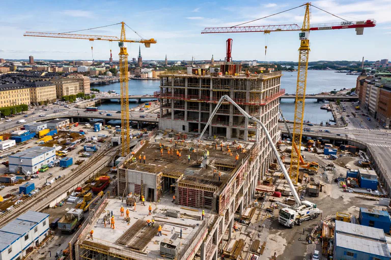 Byggarbetare på byggplats – fältarbete